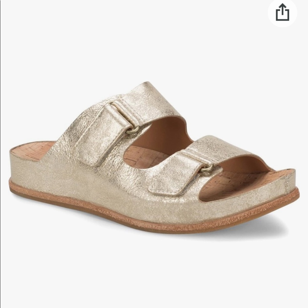 Kork-Ease metallic gold Torreya slides sandals 6